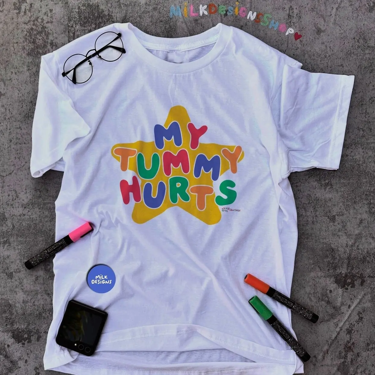 My Tummy Hurts Tee: Funny Meme Shirt, Clowncore Kidcore Clothing HJZ