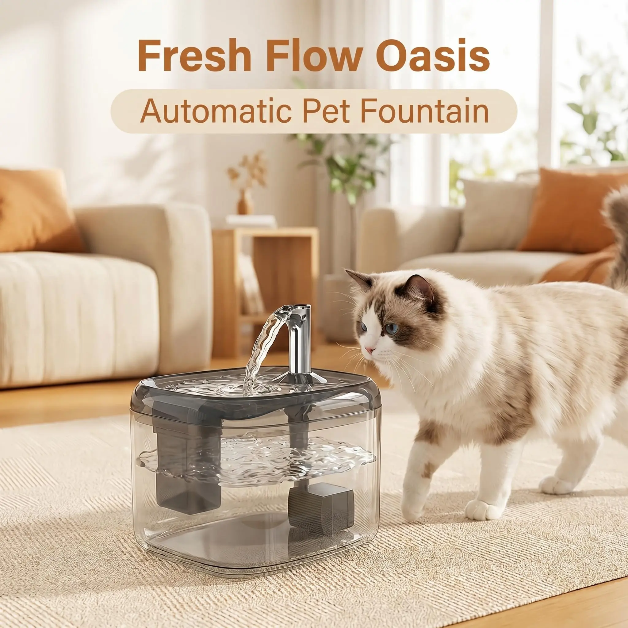 Pet Water Fountain for Cats & Dogs - Circulating Fresh Flow Design Mimics Running Tap Water to Stimulate Natural Drinking Instinct & Increase Daily Intake