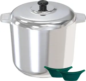 MAGNAWARE 14 Quarts Stock Pot with Lid & Silicone Handles Polished Aluminum Non-Stick Oven Safe for Soups Stews & Stocks Cookware Kitchen