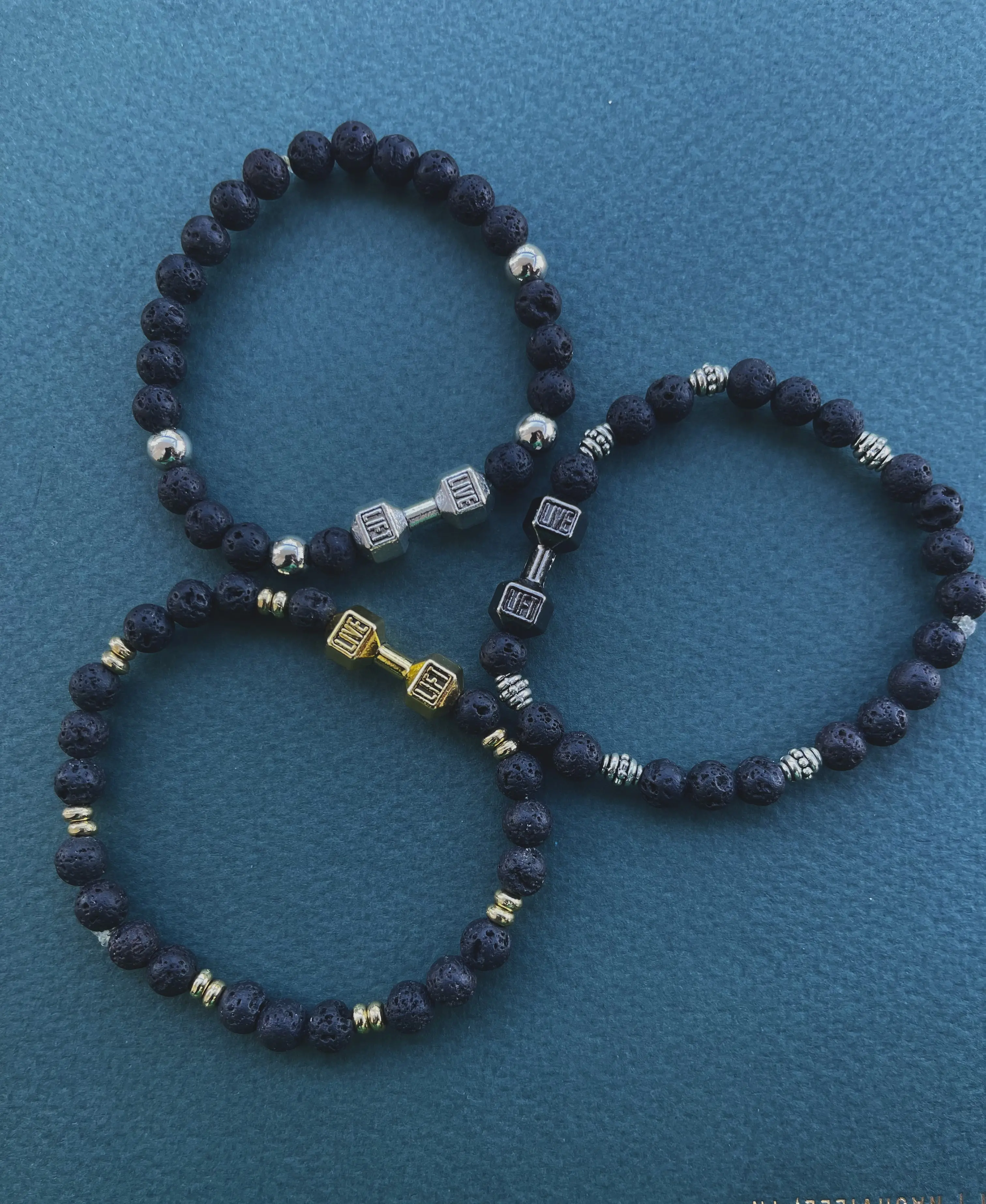 Dumbbell lava bracelet
