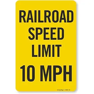 "Railroad Speed Limit - 10 MPH" Sign | 8" x 12" Aluminum