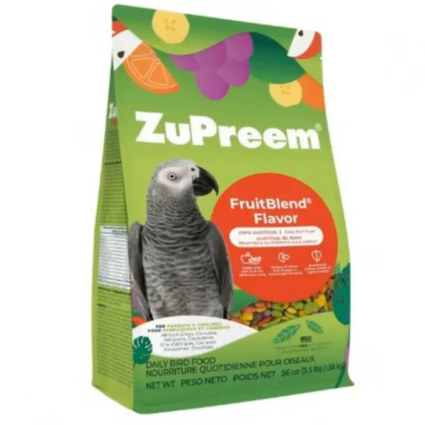 ZuPreem FruitBlend Parrot & Conure Food, Uniform Bird Food, M/L, 3.5 lb | Bird Food Pellets, Real Fruit, Fruit Blend, Conures, African Greys, Caiques, Eclectus, Cockatoos, Medium Large Birds, USA