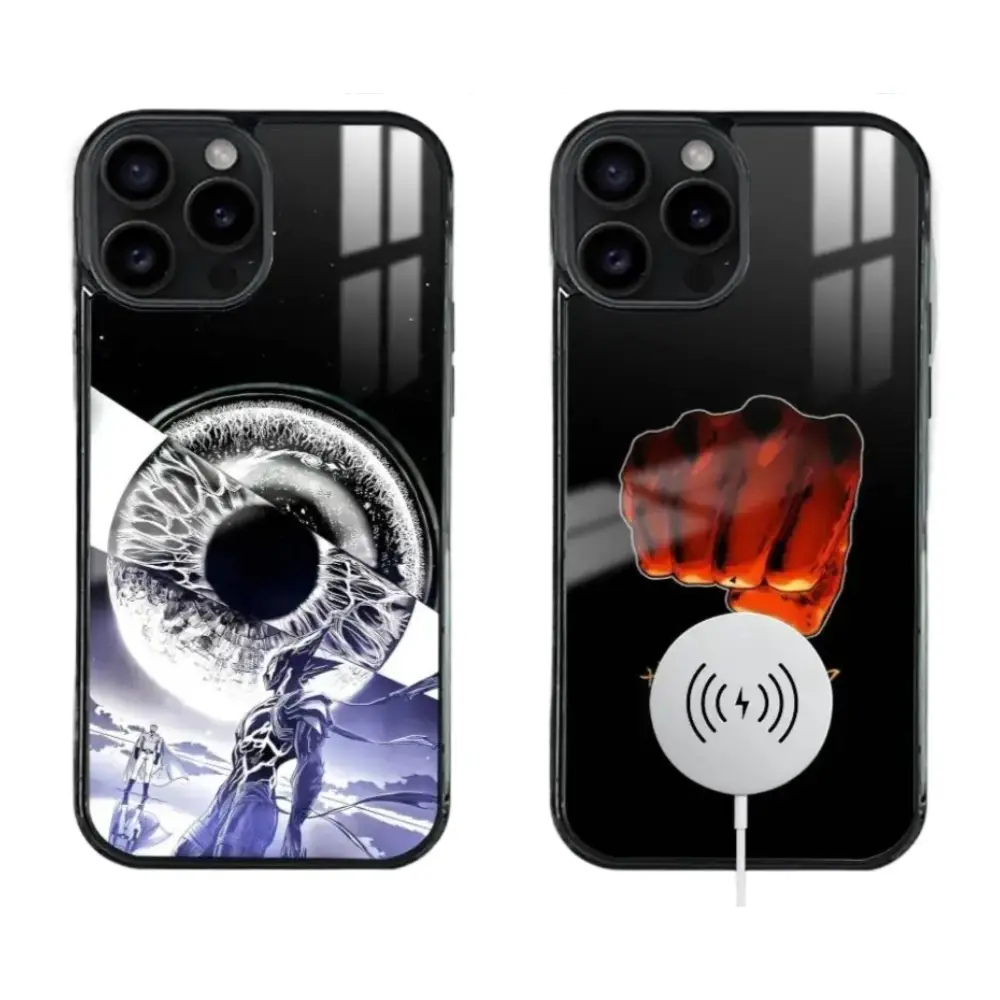 Anime 1 Punch Man Cool Magnetic Phone Cases for IPhone 17 16 15 14 13 12 Promax Pro Air Plus Magsafe Wireless Charging Black TPU Cover, Accessories, Smartphone