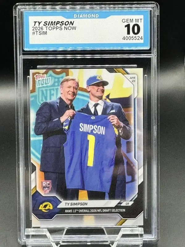 2026 Topps NOW Ty Simpson Rookie football Card Graded Gem Mint 10 #TSIM
