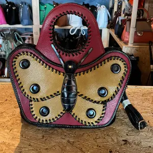 Yellow and red butterfly women’s handbag