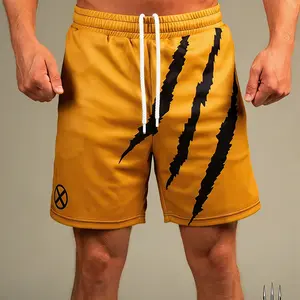 Men's Wolverine Claw Yellow Athletic Shorts | Oversized, Breathable & Quick-Drying for Summer Training