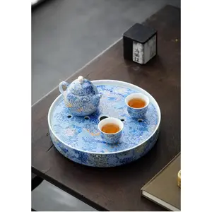 Silver Dragon Cloisonné Enamel Dry Gongfu Tea Tray