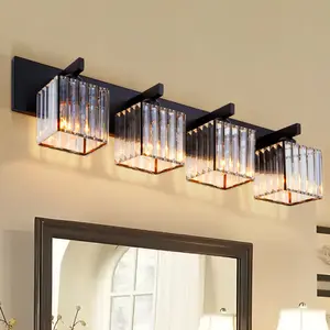 4 Heads Black Square Crystal Shade Mirror Headlight