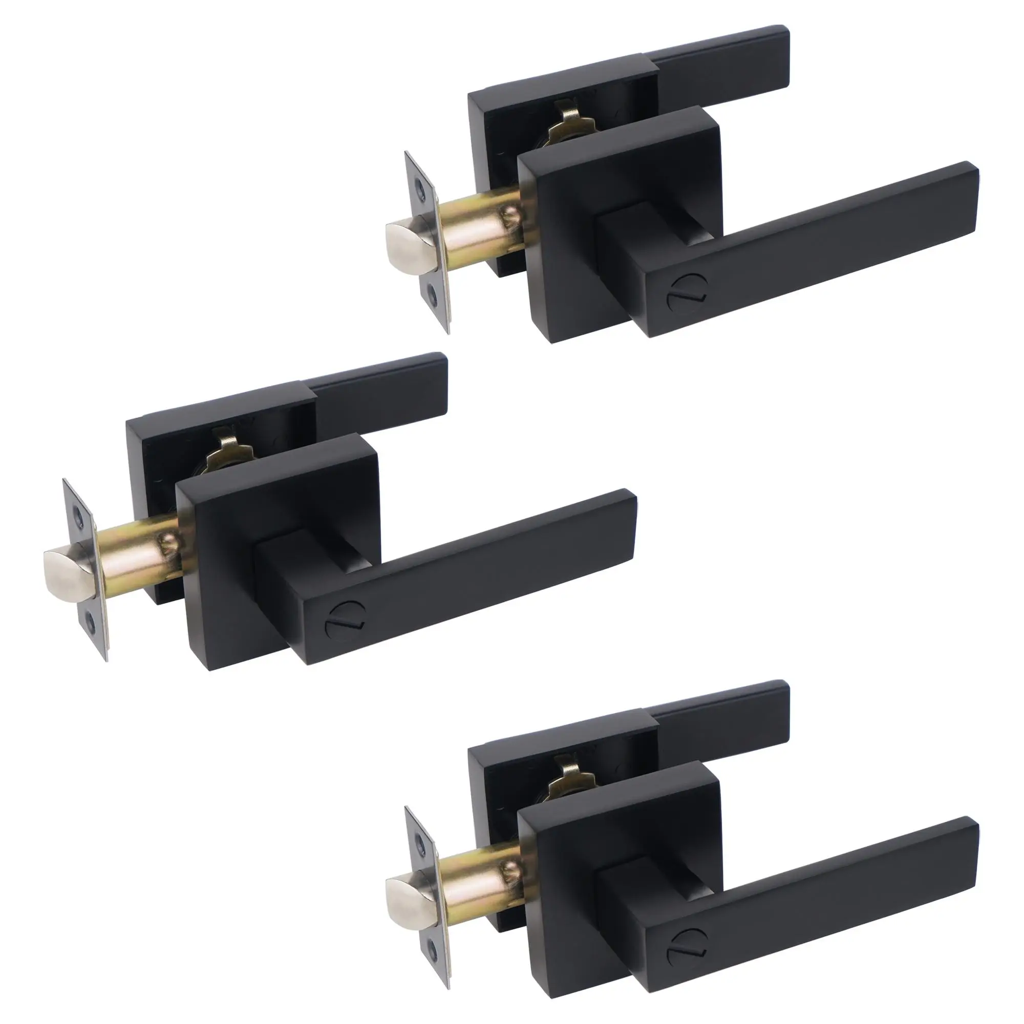 3pcs Matte Black Door Handle Heavy Duty Door Lever Privacy Door Lock Set Door Hardware, Left or Right Handing Door Handles, Interior Door Handle