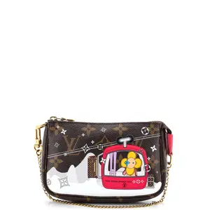 Pre-owned Louis Vuitton Canvas Coated Clutches & Wristlets Pochette Accessoires Limited Edition Vivienne Xmas Monogram Canvas Mini by Rebag