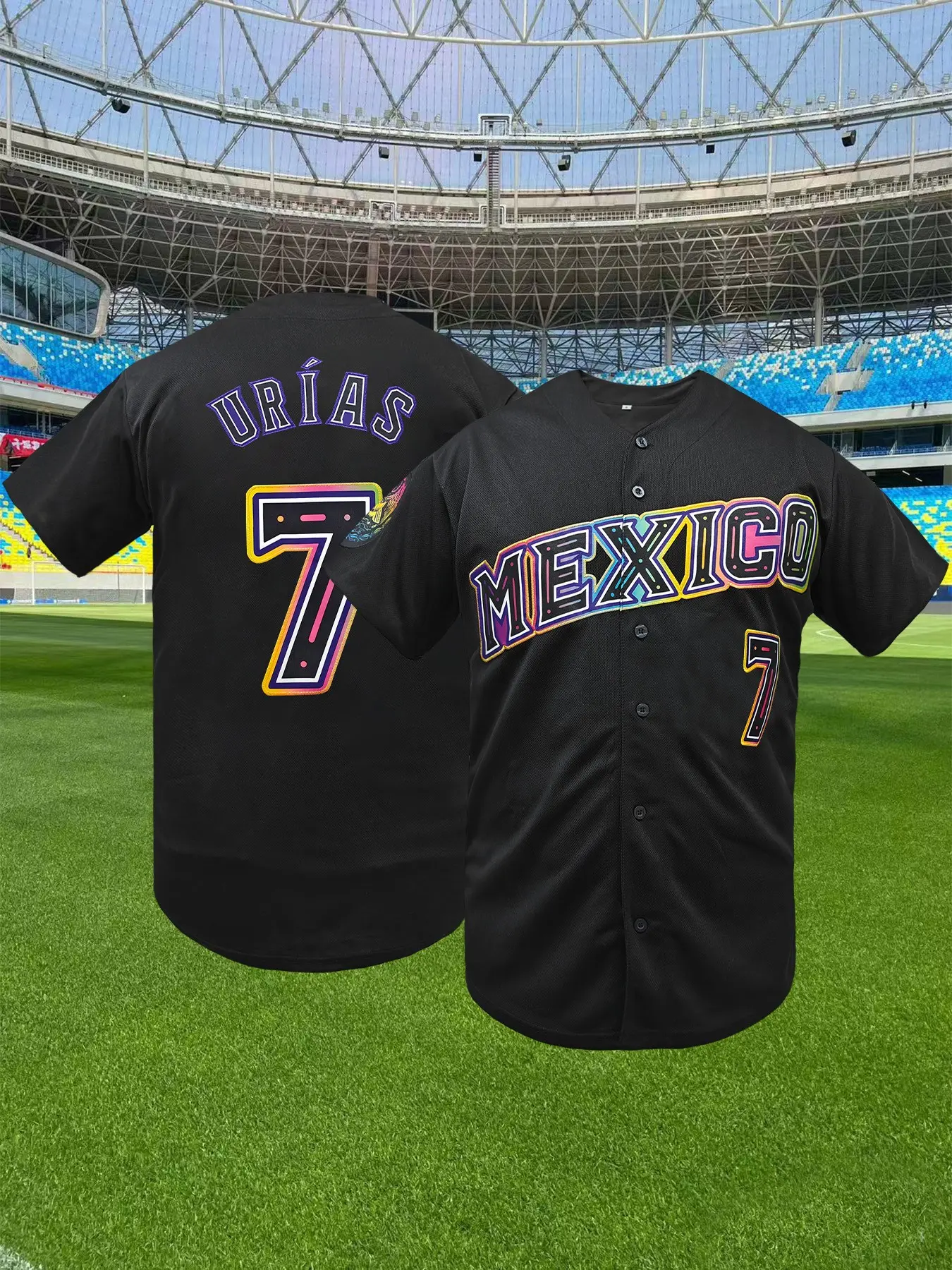 Mexico # #56 Stitched Loose Fit Western Baseball Jersey, Breathable Embroidered Sports Shirt, Unisex All-Season Wear, Casual Outdoor Sportswear, Embroidery Sportswear, Casual Sporty Top, Sports Top, Active Top, Sportswear Clothing
