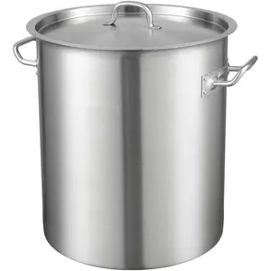 Stainless Steel Stockpot, 42 Quart Large Cooking Pots, Multipurpose Cookware Sauce Pot with Lid Handle, Heavy Duty Commercial Grade Stock Pot, Sanding Treatment, for Large Groups Events Silver