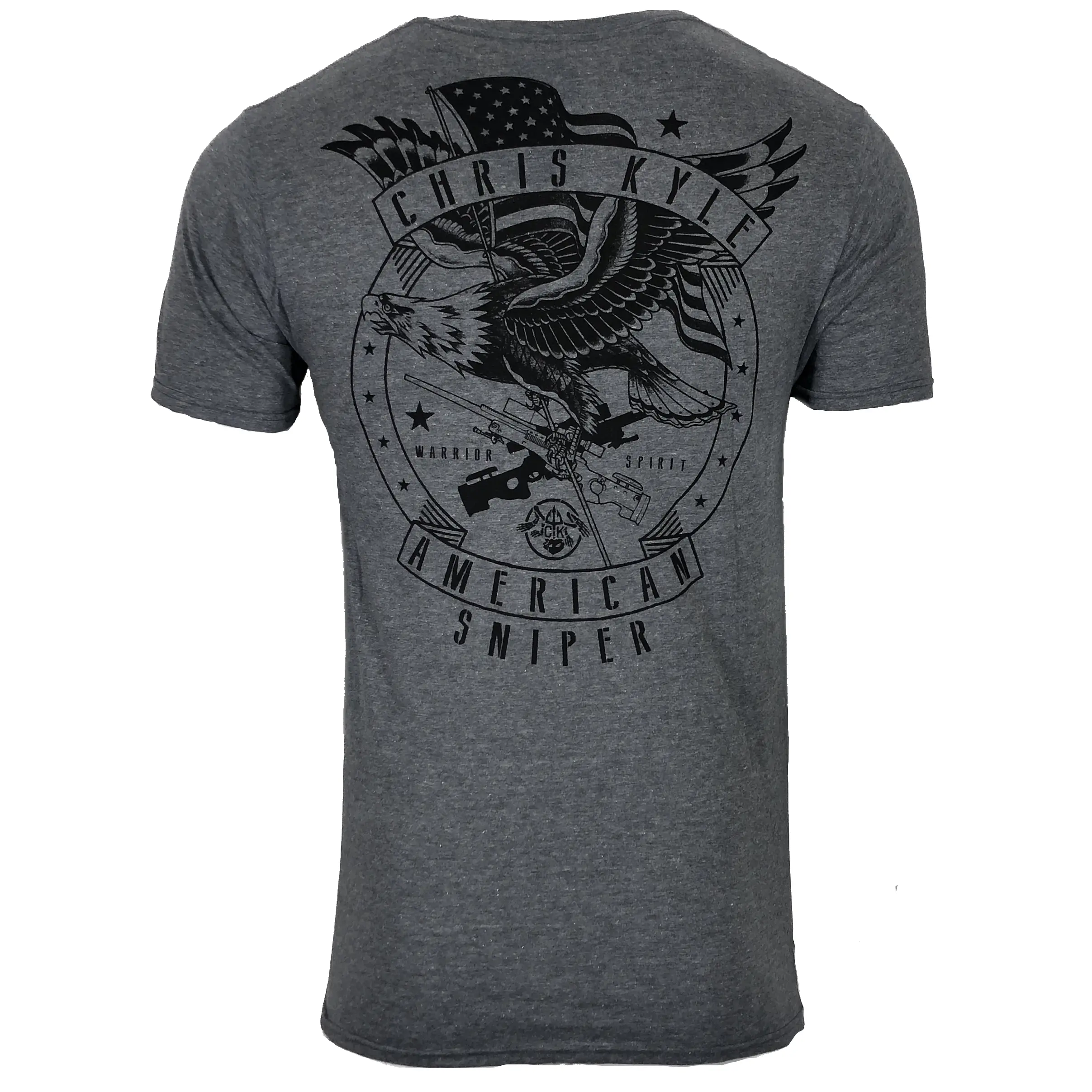 Howitzer Men's Chris Kyle Eagle Flag Graphic T-Shirt | Patriotic Short Sleeve Cotton Blend Pull On Top for Year-Round Wear