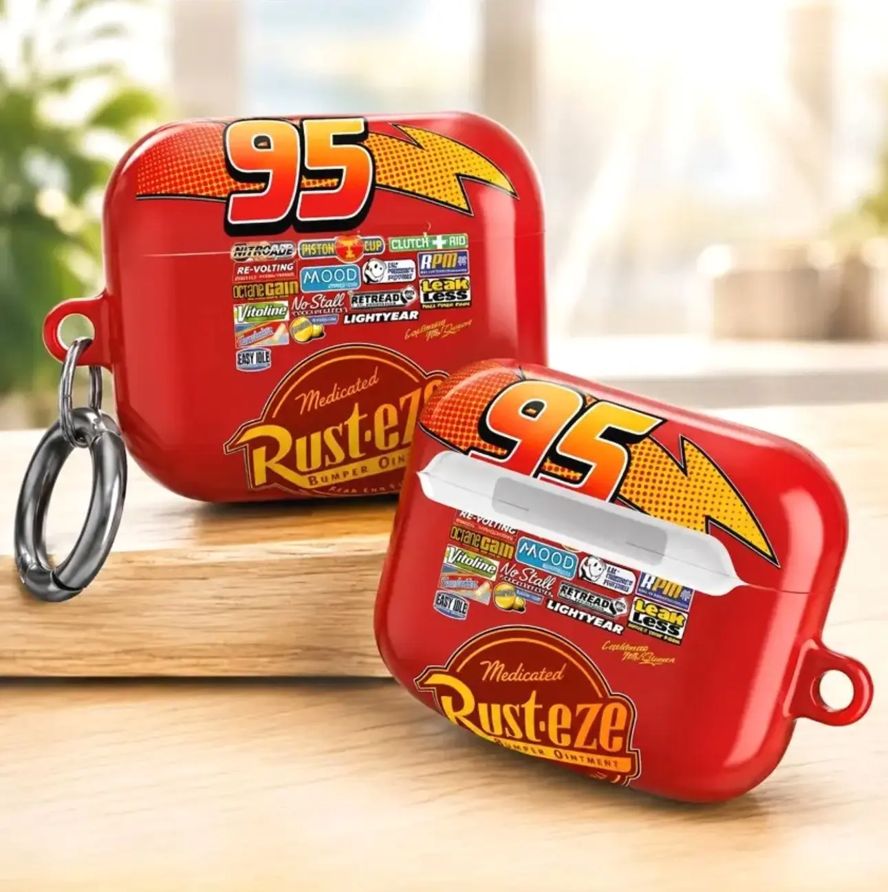 Cartoon Racing Car Airpods Case - Red Race Car Shockproof Protection for AirPods Pro 1 2 3 , Airpod 1 2 3 4 Aesthetic Cute Gift for Racing Fans