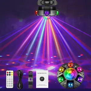XDV 120W 6-Arms RGBW Moving Head Light – DMX512 Sound Active Stage Light with Lasers & Strobes for DJ Disco Parties