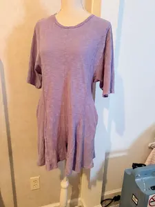 Women's Basic Round Neck Lavender Washed Knit Flowy Overalls - Casual-Fit Romper