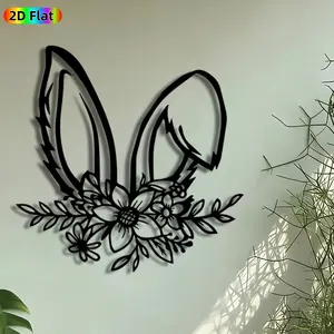 1pc Floral Bunny Ears Metal Wall Art, Boho Rabbit Statue Mural, Boho Decor, Intricate Craftsmanship, Perfect for Easter, Mothers Day Decor, Perfect for Bedroom Balcony Studio Decor, Ideal Gift for Boho Chic Enthusiasts.