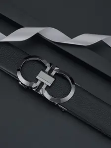 Men's PU Leather Belt with Automatic Buckle, Durable Alloy Waistband, Casual Style for All Seasons, Easy Adjustable Belt, Universal Fit for Men