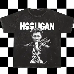 Retro Namjoon Hooligan Acid Washed Shirt, Arirang Shirt, Hooligan Namjoon RM Meme Tee, Arirang World Tour 2026 Mineral Washed Shirt Dark Fantasy Monster Oversized T Shirt, Unisex Grunge Gift Halloween Party T-shirt Unisex Tee, Streetwear Soccer Tee.