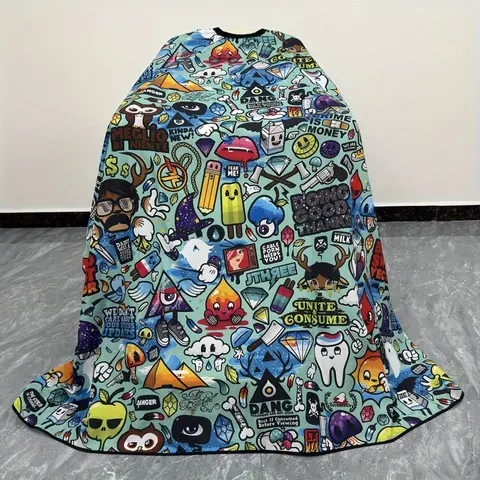 Hair Cutting Cape, Barber Apron, Hair Cutting Accessories For Haircuts, Large Anti-Static, Non-Stick, Durable Polyester Cloak With Skulls, Stars For Styling Fun, Barber Supplies, Salon Supplies