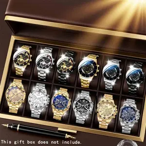 Men's Fashion Business Quartz Watch Set, Round Dial Zinc Alloy Strap, Multiple Styles, Perfect Gift, Daily Wear Option