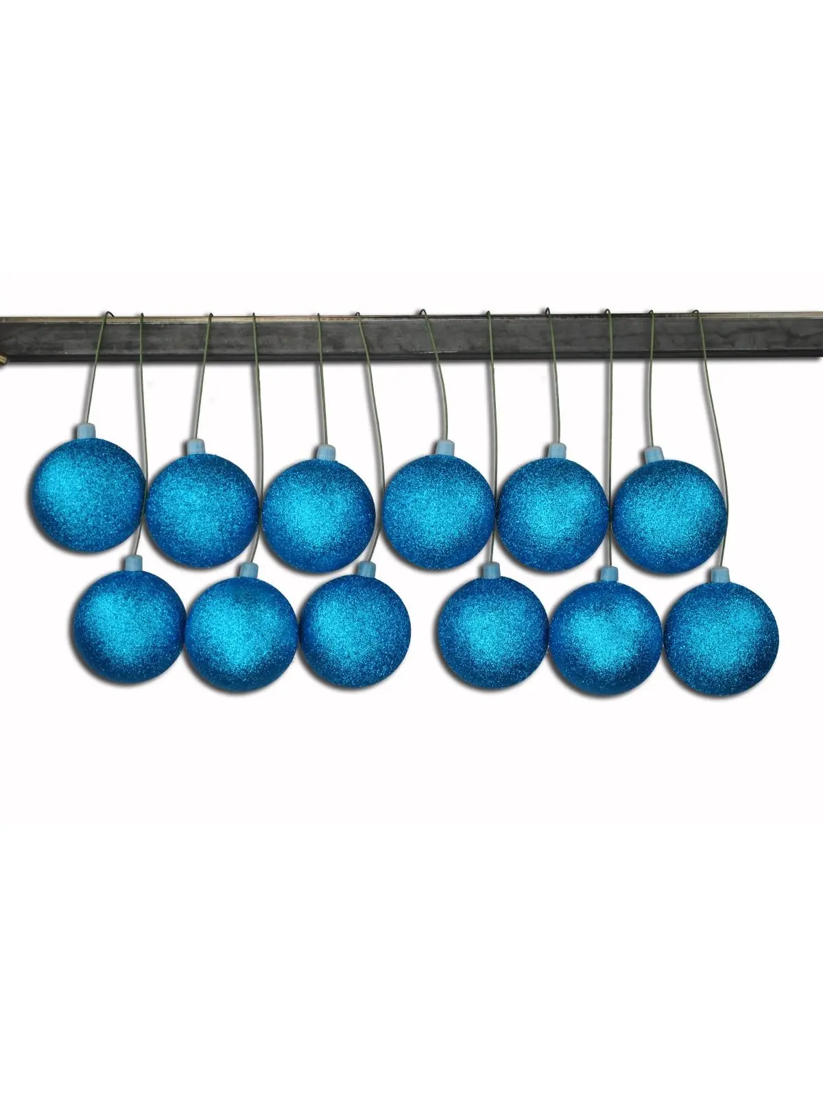 212 MAIN Aqua Glitter Ball Home Decor Ornaments - 2.5 in, 12-Pack, Wire-Attached, Christmas Tree Accent, Party Decor, Christmas Finds