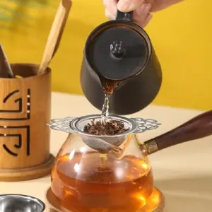 Tea Strainer with Drip Bowl, Small Fine Mesh Tea Infuser, Stainless Steel Loose Leaf Tea Strainer, Double Handle Teapot, Mug