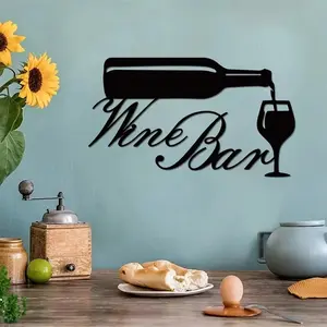 1pc Wine Bar Metal Wall Art Sign - Elegant Home Décor for Kitchen Living Room, Bedroom, and Porch, Indoor Home Decoration, Perfect Housewarming Gift