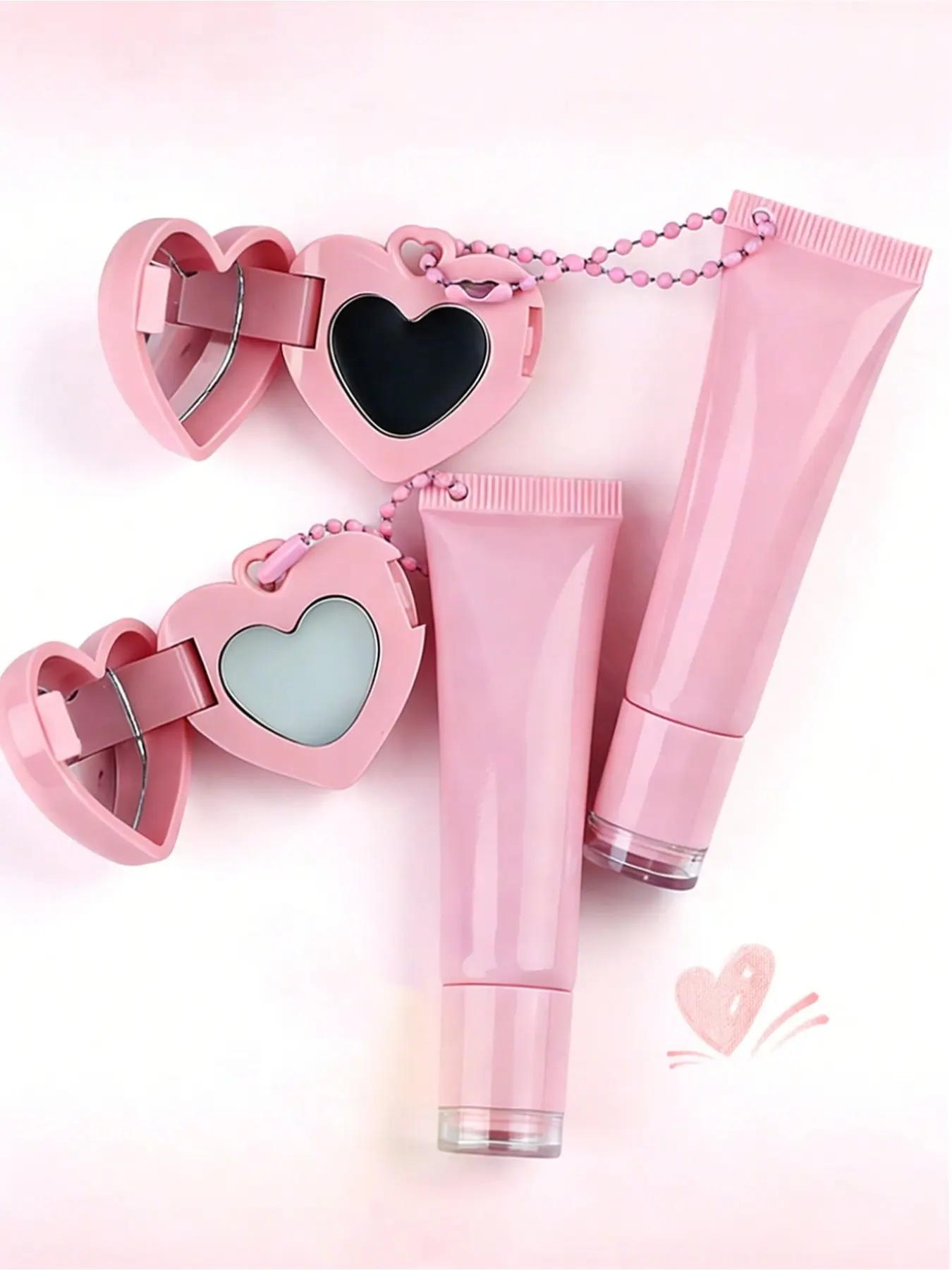 Heart-Shaped Lip Gloss Keychain Set, Cute Portable 3D Lip Gloss, Moisturizes Lips, Decorates Bags, Ideal for Teens and Fashion Lovers