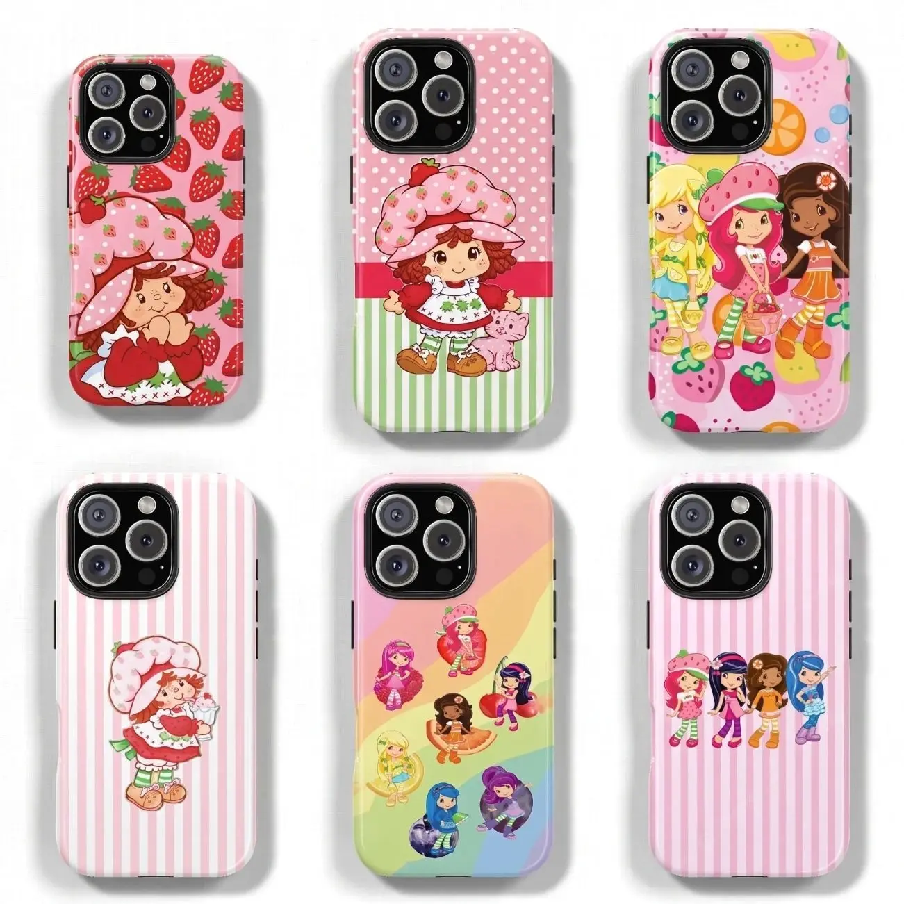 Pink Strawberry And Shortcake Retro Sweet Cute Fashion Phone Case Y1735 | Phone Case Compatible with iPhone 17 16 15 14 13 12 11 pro pro max & Samsung S26 S25 S24 S23 S22 Durable Protection Dual Layer Design Glossy