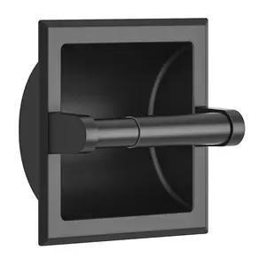 FORIOUS Matte Black Toilet Paper Holder, featuring a mounting bracket, is a metal wall-mounted tissue holder designed for bathrooms.