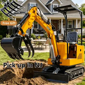 MMS 13.5 HP 1 Ton Mini Excavator With Bucket+Free Rake, Crawler Excavator With Canopy, For Digging, Trenching, Construction. Ideal For Farms, Gardens, DIY. Compact, Powerful, Easy To Operate. US Stock, Gifts For Dad