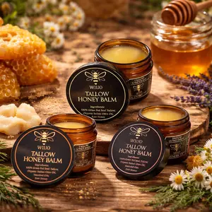 Organic Grass-Fed Beef Tallow Balm with Raw Honey – Natural Moisturizer for Soft, Smooth, and Radiant Skin Body Care Moisture 2 oz