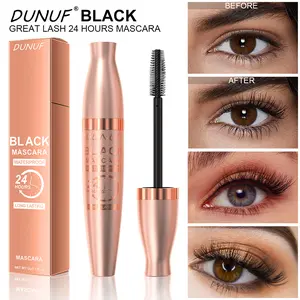 DUNUF Black Tube Mascara 24-Hour Waterproof Long-Lasting Styling Anti-Fading for Long Curled Thick Lashes No Clumps Fashionable Beauty Blogger Recommended