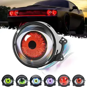 Dynamic Devil's Eye LED Car Headlights - Remote-Controlled, Adjustable, Mini Lens Eyeball Lights for Dodge Challenger Trim, Interior LED Fog Lights Rotating Strobe Magic Ball Lamp