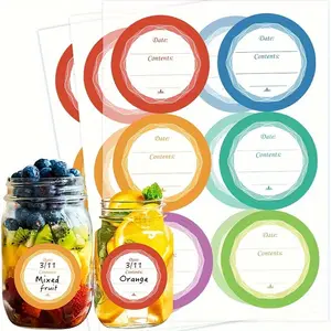 60pcs Creative Kitchen Date Labels, Waterproof Food Date Stickers, Round Colorful Adhesive Labels for Glass Jars, Kitchen Supplies