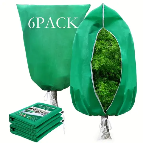 6pcs Plant Covers Freeze Protection, Frost Covers with Drawstring Plant Protection Cover Bags Plant Protector for Outdoor Winter Frost Cold Weather Shrubs Trees Jacket Covers, Winter Use