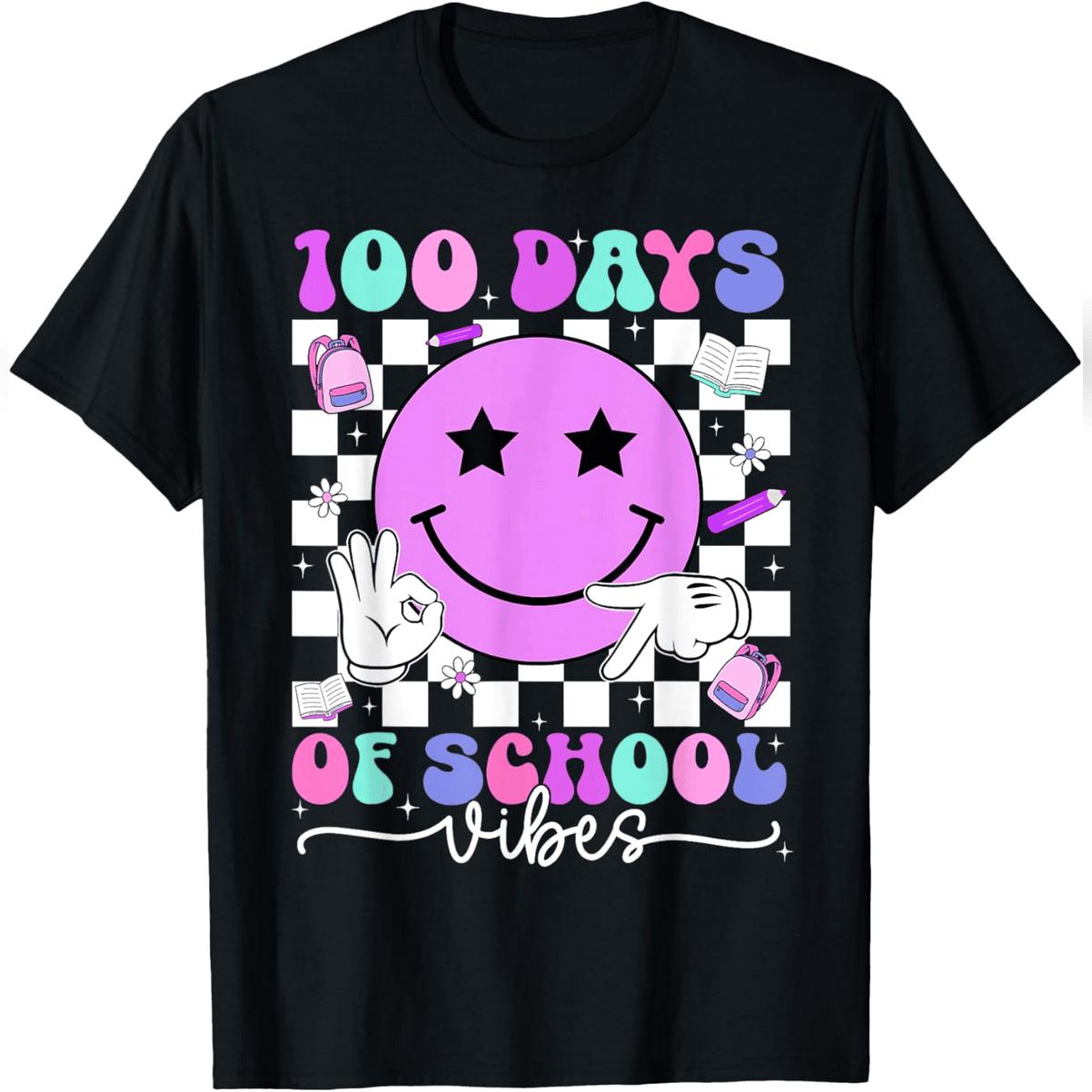 100th Day Of School Vibes 67 Six Seven Meme Slang Smile Face T-Shirt Comfy Everyday T-Shirt