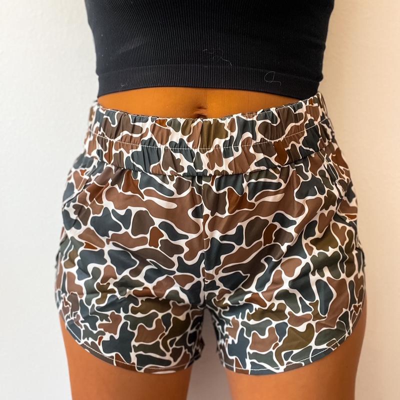 High waisted Retro Camo Atheltic Shorts