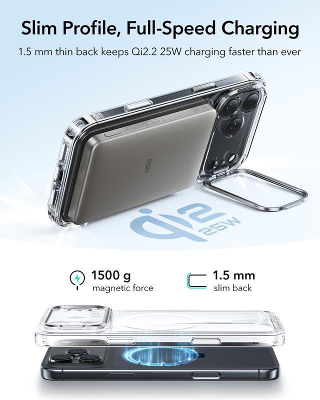 ESR Classic Series iPhone 17 Pro Max/Pro/Air Case with MagSafe Compatibility Built-in Camera Ring Stand Military-Grade Protection Durable Zinc Alloy Casing Shockproof & Scratch-Resistant Cover - Magnetic