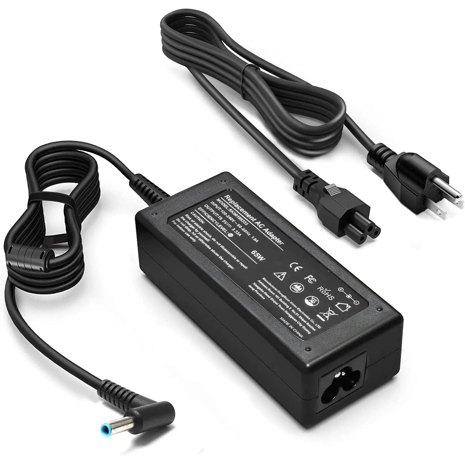 65W HP Laptop Wall Charger - 19.5V 3.33A, 4.5mm×3.0mm, 3 Prong Power Cord, AC 100-240V 50-60Hz, CE/FCC/ROHS Certified, for Pavilion X360 14/15/17, Envy 13/15 X360, EliteBook 840 G5, ProBook, Chromebook, Stream Series, Spectre 710412-001 Adapter