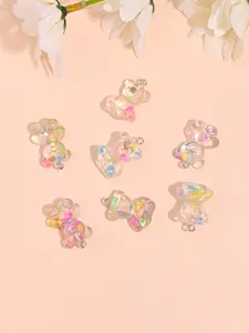 10 Cute Cartoon Bear Charms, DIY Jewelry Making, Ear Rings, Necklaces, Bracelets, Keychains, Random Colors, All Seasons Accessory