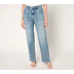 Me by Jennie Garth Petite Indigo Utility Straight Leg Jeans