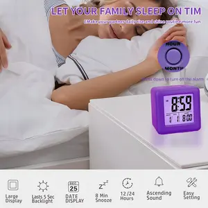 Digital Alarm Clock with HD Display Time Date Loud Bedside Alarm Easy To Set Auto Dimming for Bedroom Table Shelf Decor men room decor room stuff for men teen girl bedroom accessories