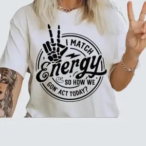 Match Energy T-Shirt: Sarcasm Skull Print Menswear Top