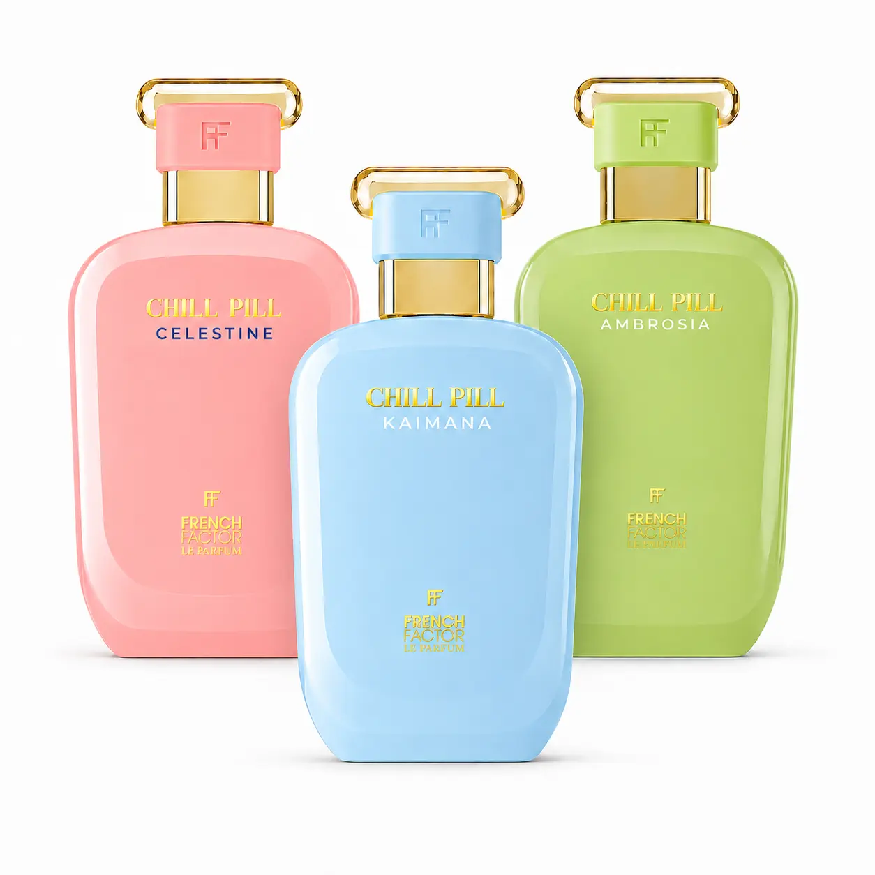 3 Bottle Perfume French Factor Chill Pill Celestine, Kaimana & Ambrosia Women's Perfume, EDP | 3.3 Fl.oz each Bottle