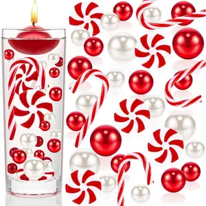 106 count Christmas Vase Filler  for Vase Fillers Floating Candles Centerpiece Beads Vases  Filler for Christmas  Table Party Decor, Not Included Clear Beads (Classic Style)