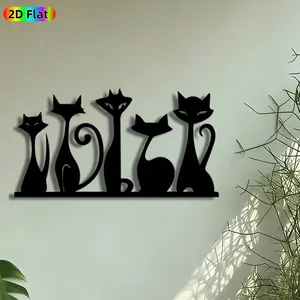 1pc Cat Silhouette Metal Wall Art, Playful Cat Statue Mural, Artistic Metalwork, Intricate Craftsmanship, Perfect for Halloween, Housewarming Decor, Perfect for Living Room Bedroom Studio Decor, Ideal Gift for Cat Lovers.