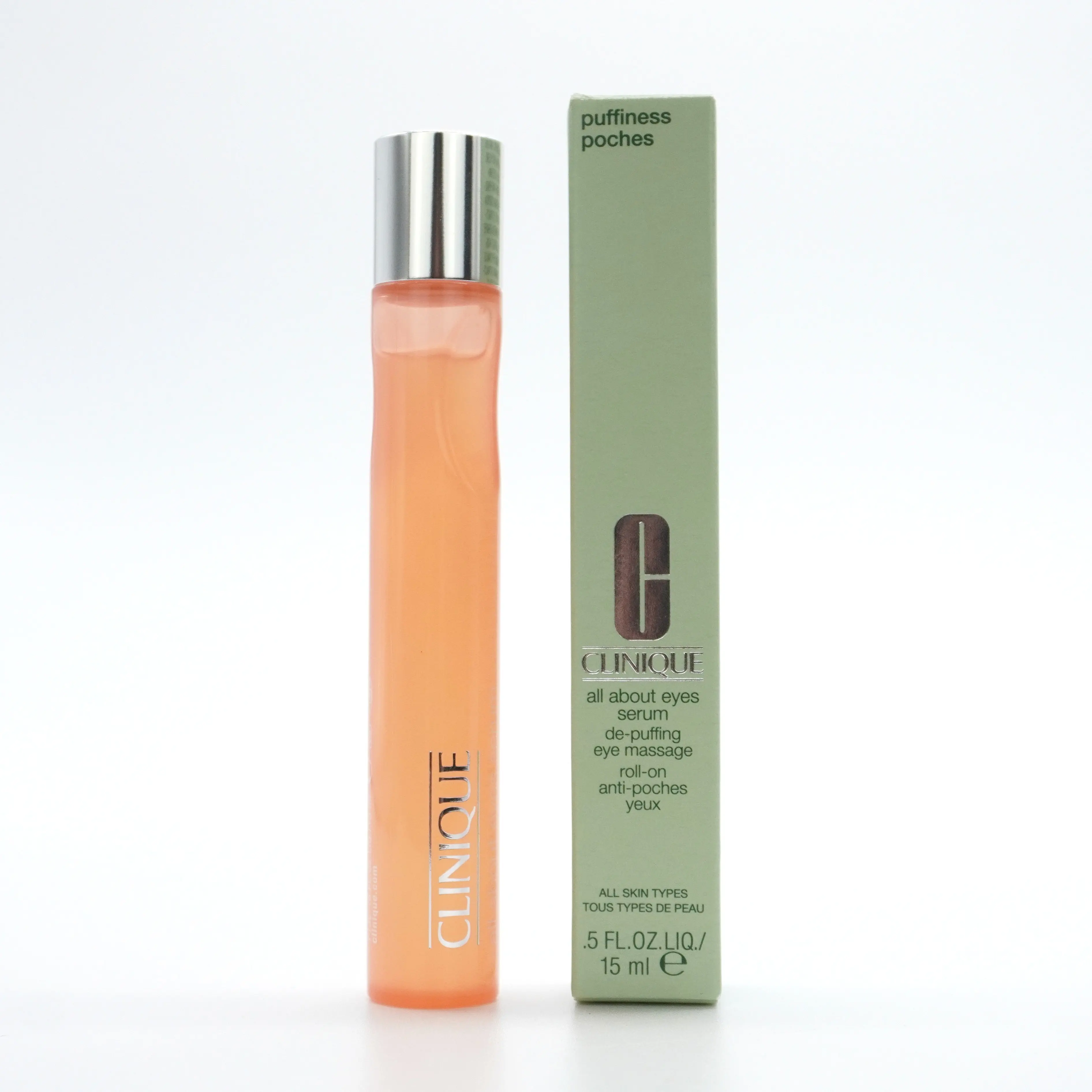 CLINIQUE All About Eyes Massage Roll-On (15ml) - Green Tea & Hyaluronic Acid Serum, Alcohol-Free Moisturizer for Under-Eye Care, Sensitive-Safe Hydrator for All Skin Types, Bright Refreshed Adult Skincare