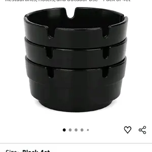 Set of Three Black Plastic Ashtrays-Deep Well-Resturant/ Bar-4"Diameter